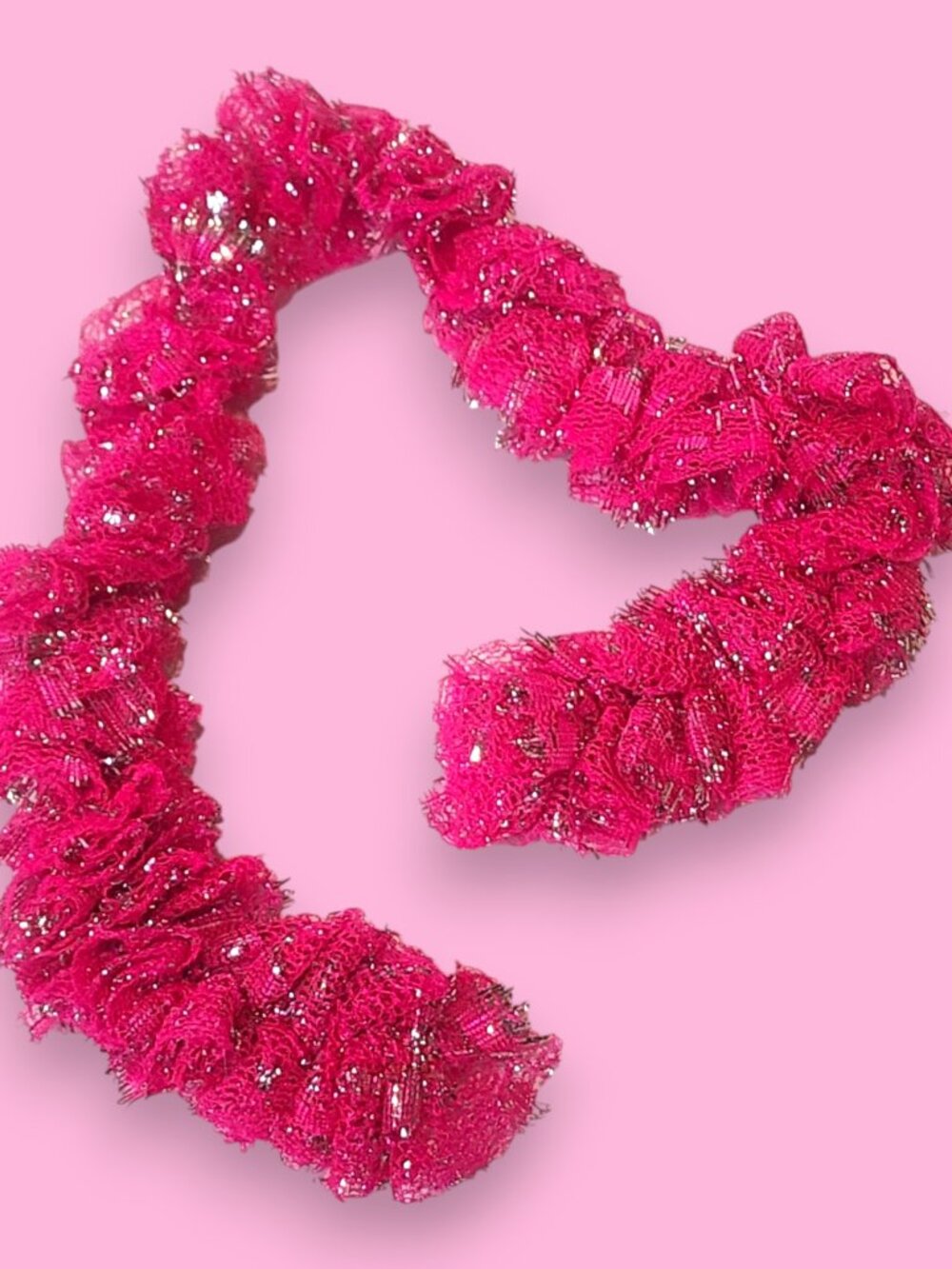 1970's Vintage Barbie Superstar Pink and Silver Ruffle Boa #9720